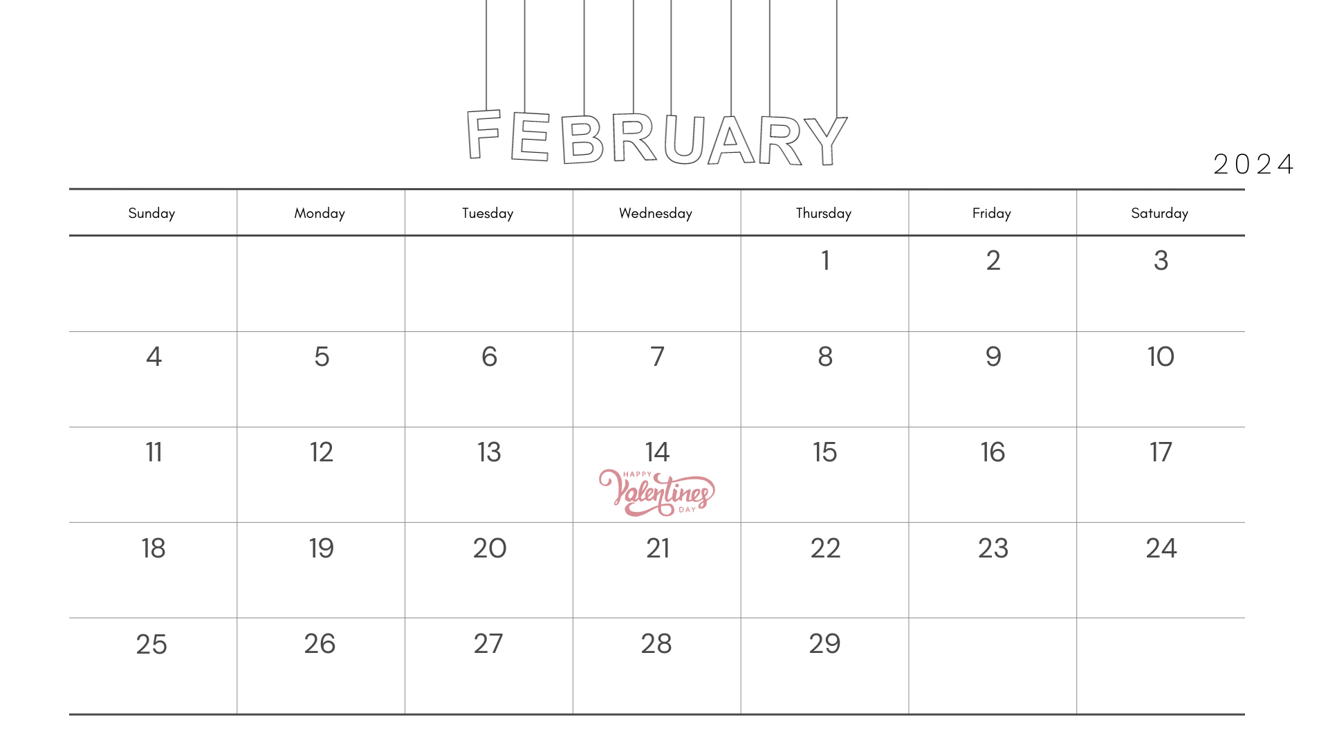10 free printable february 2024 calendar templates