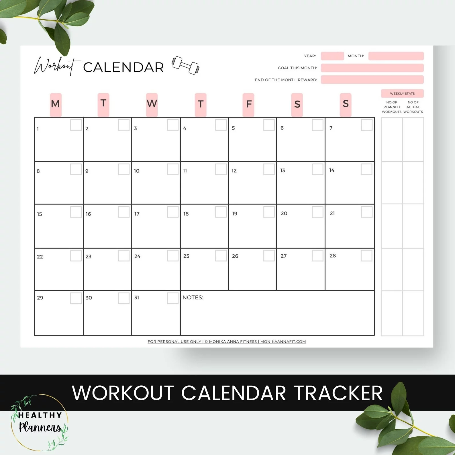 10 Printable Workout Calendars To Help You Crush Your Goals PS UK Fitness