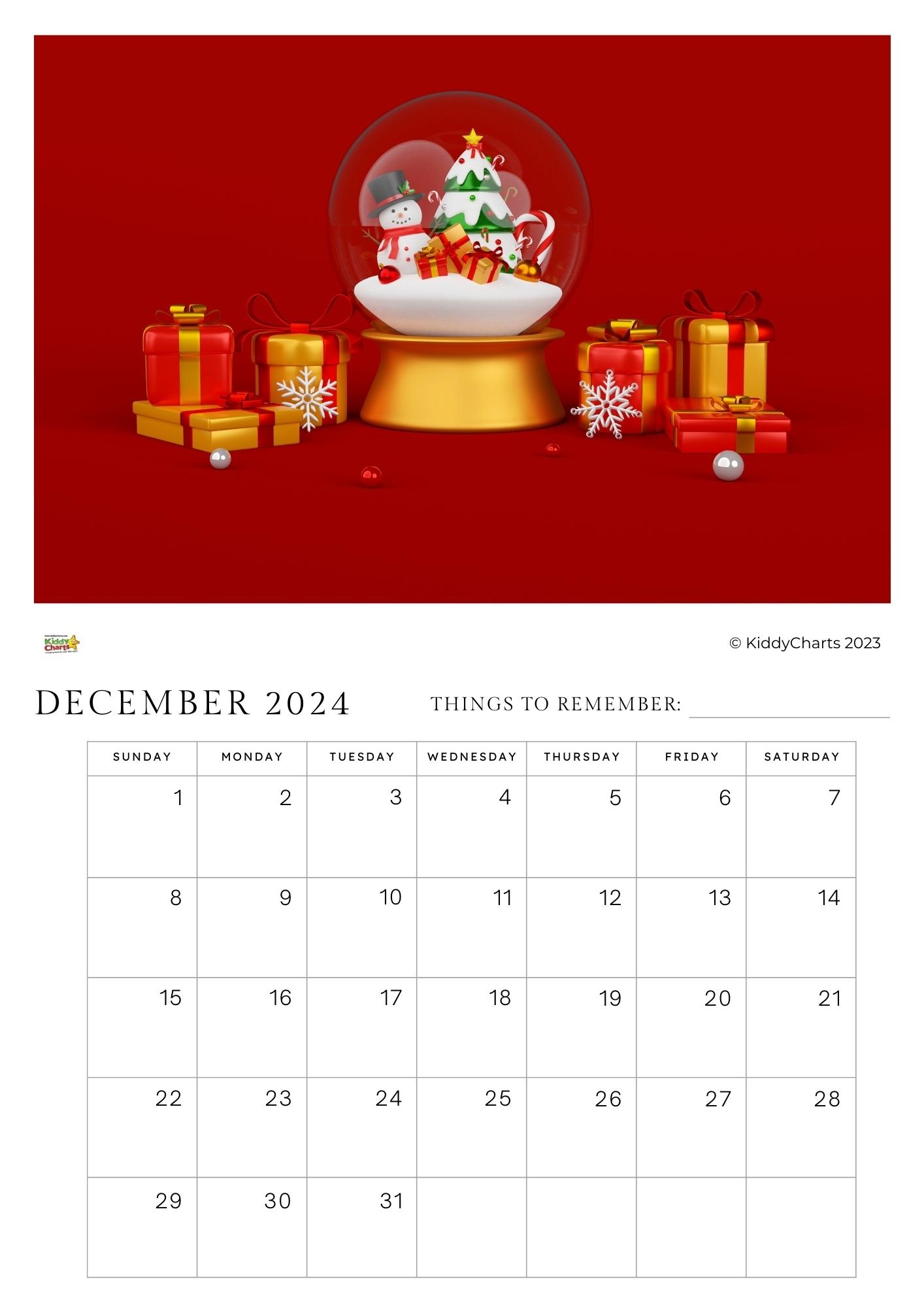 Printable December Calendar For Kids Printable December Calendar For Kids