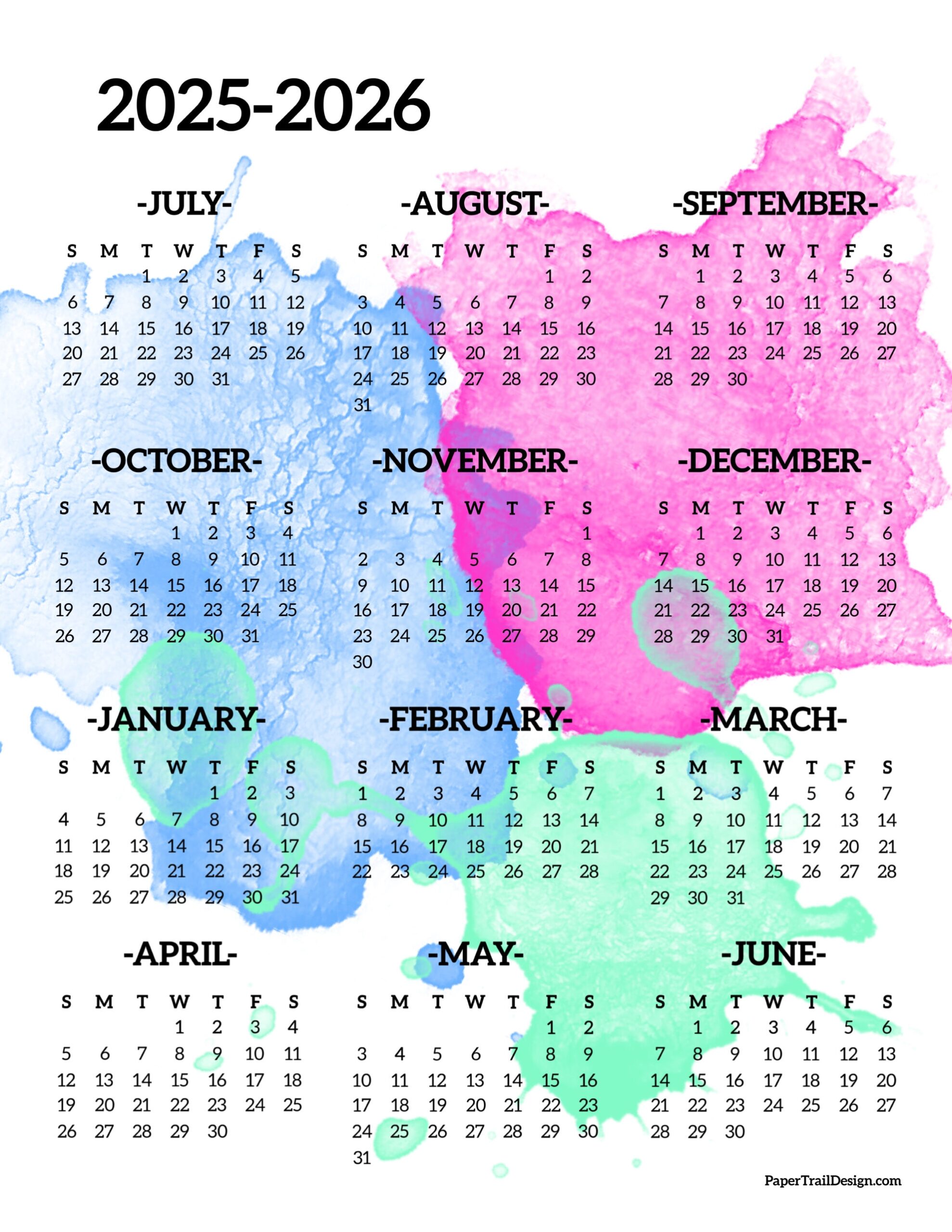 Printable 2025-2026 Calendar Template