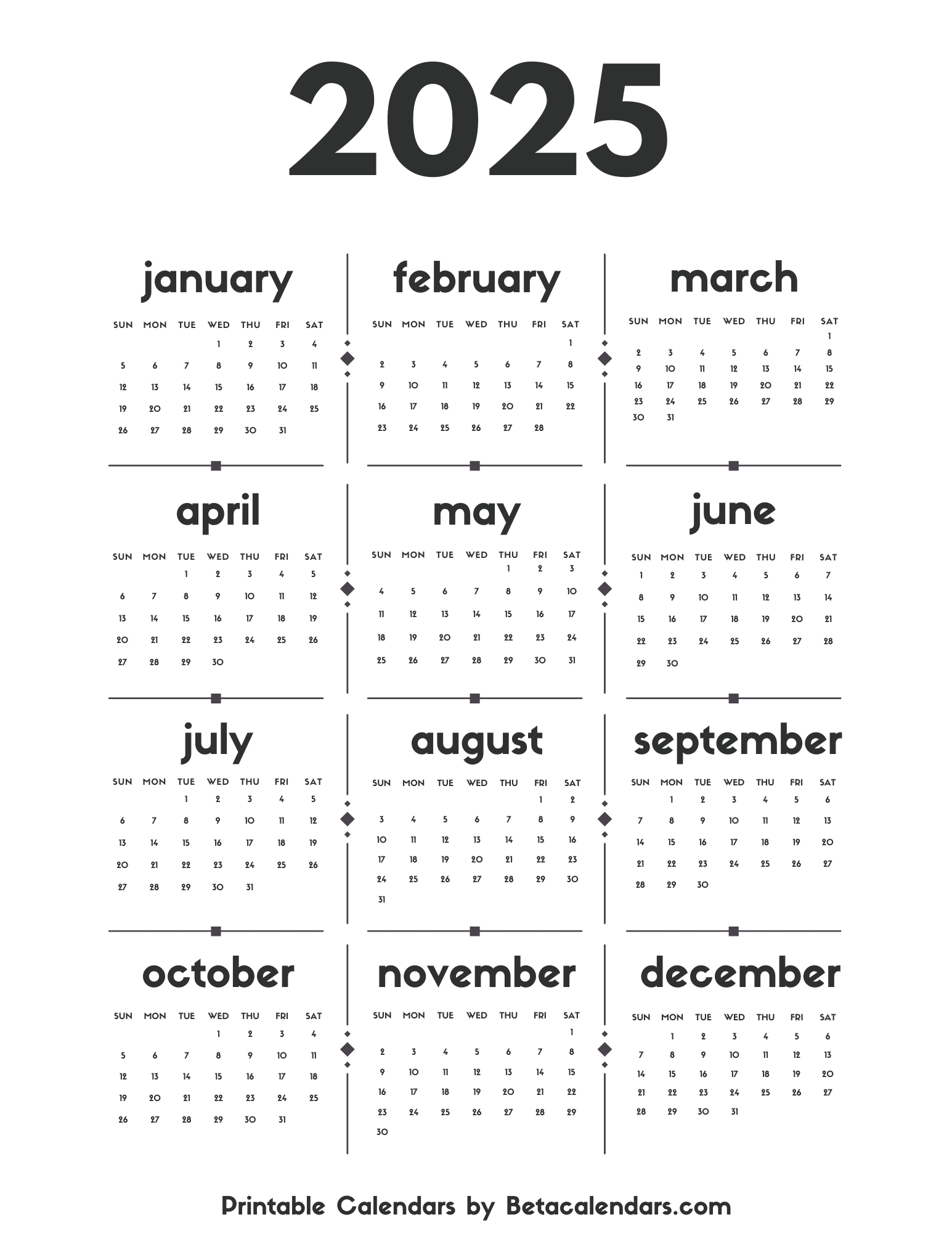 Printable Calendars For 2025 To Present