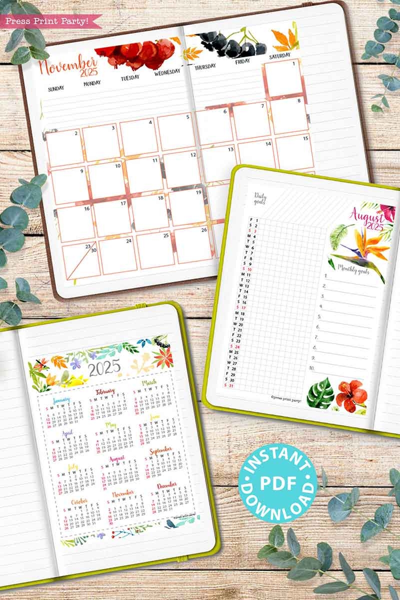 2025 Calendar Printable Set For Bullet Journals Or Binders Watercolor for Bullet Journals Or Binders 2025 Calendar Printable Set For Bullet Journals Or Binders Watercolor for Bullet Journals Or Binders