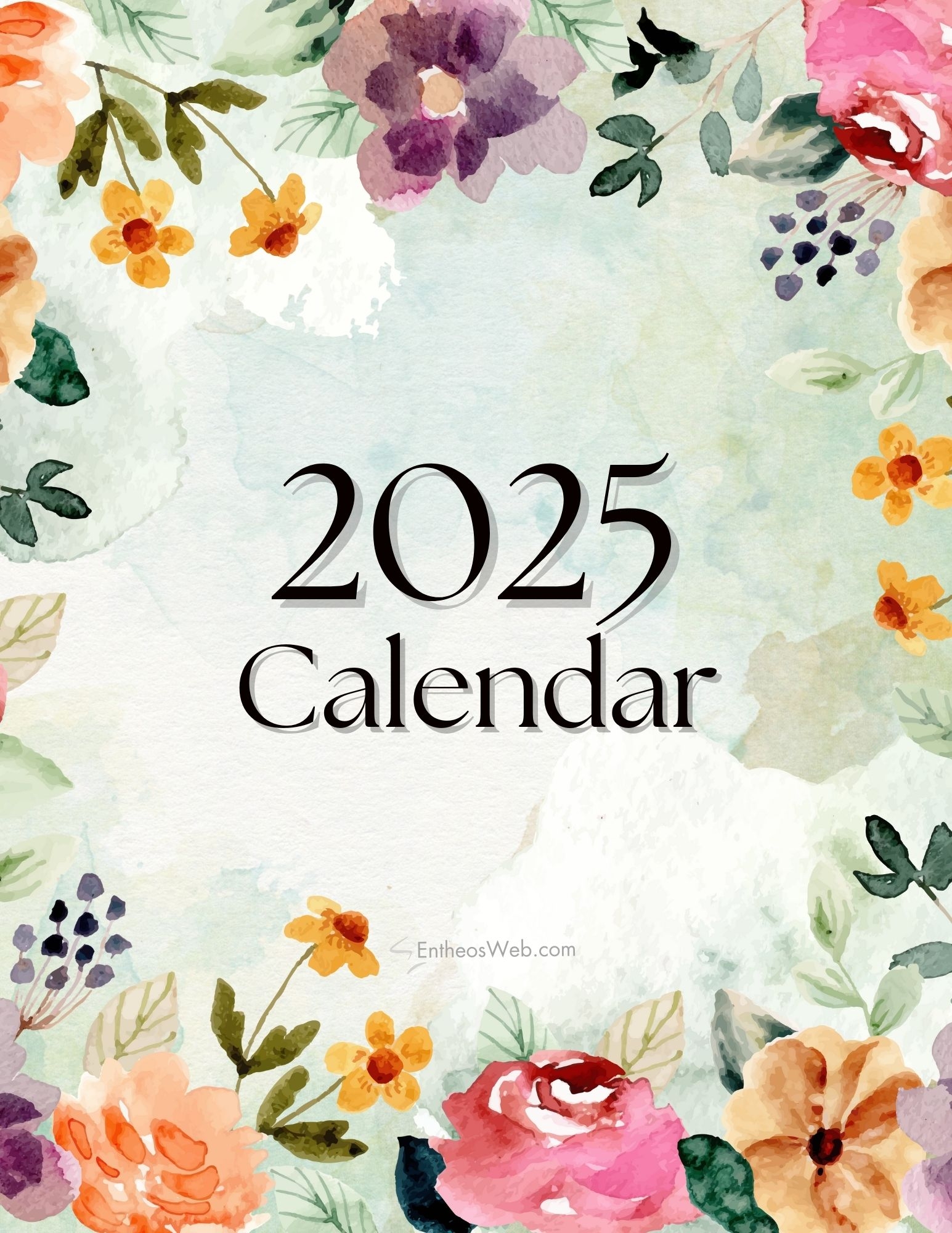 Free Printable Floral 2025 Calendars