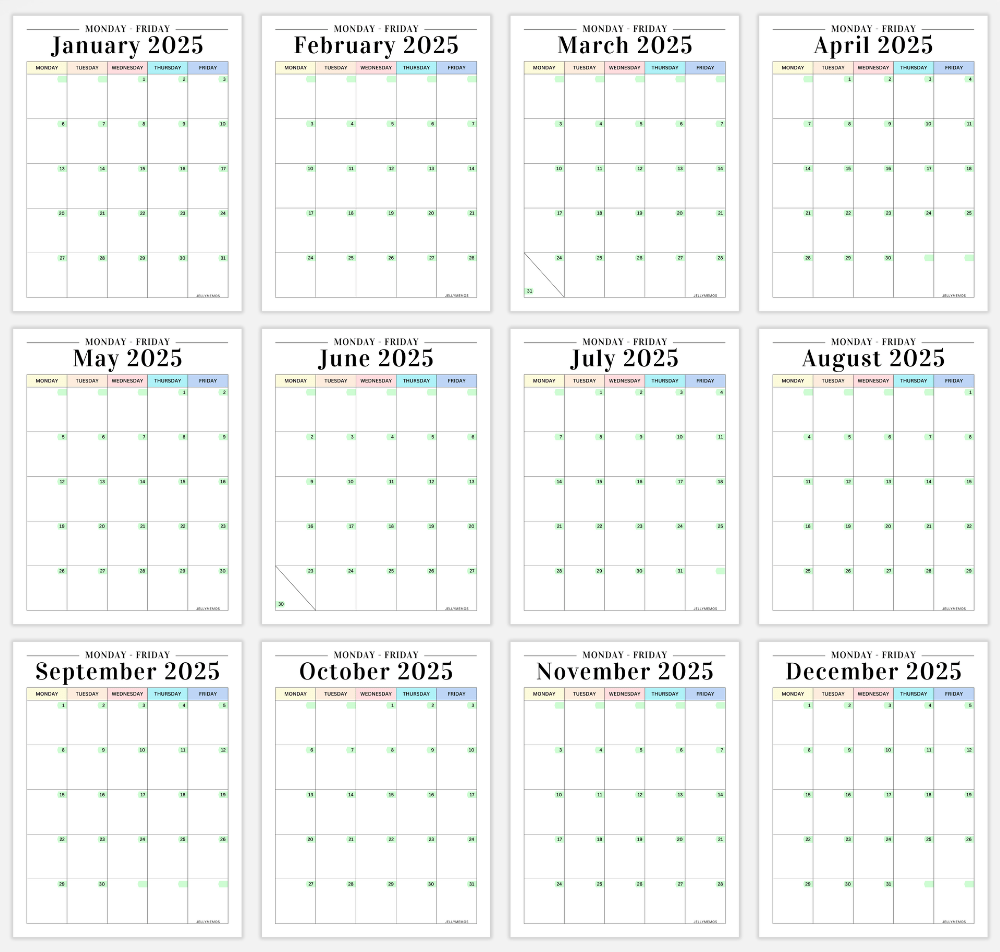 Monday Through Saturday Printable Calendar