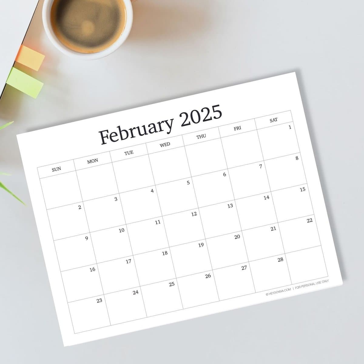 2025 printable february calendar hey donna