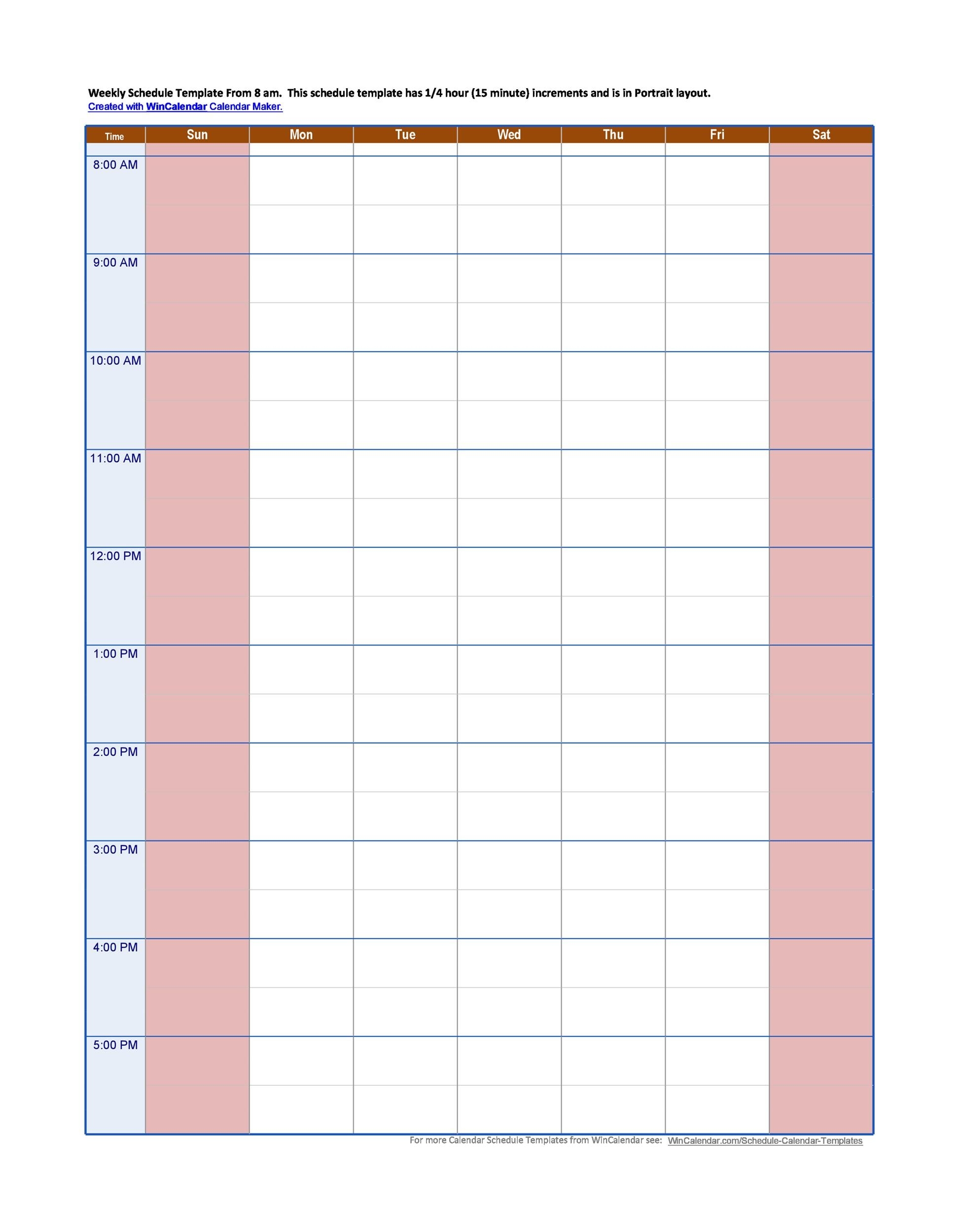 Free Printable Weekly Calendar Hourly Daily Planner