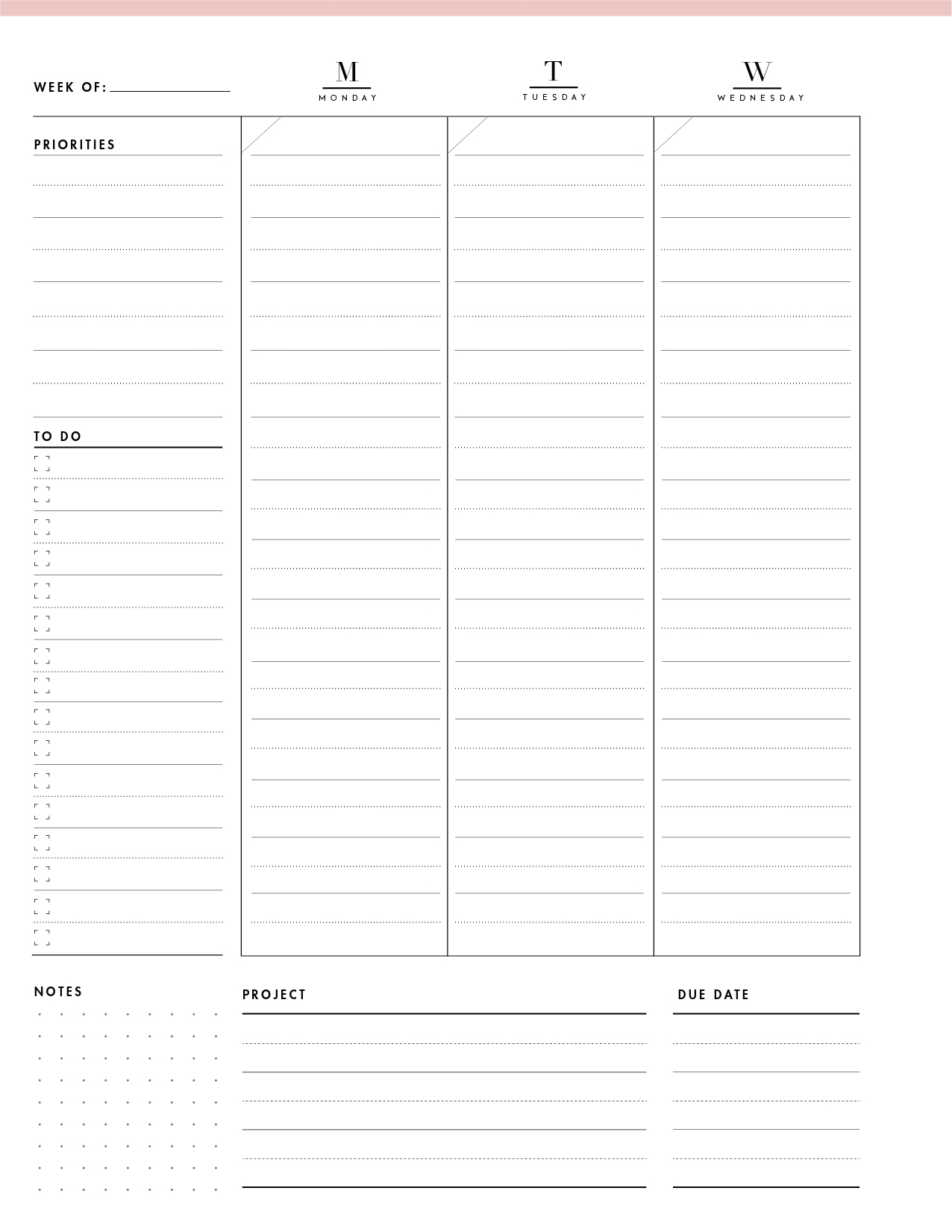 Printable 7 Day Calendar