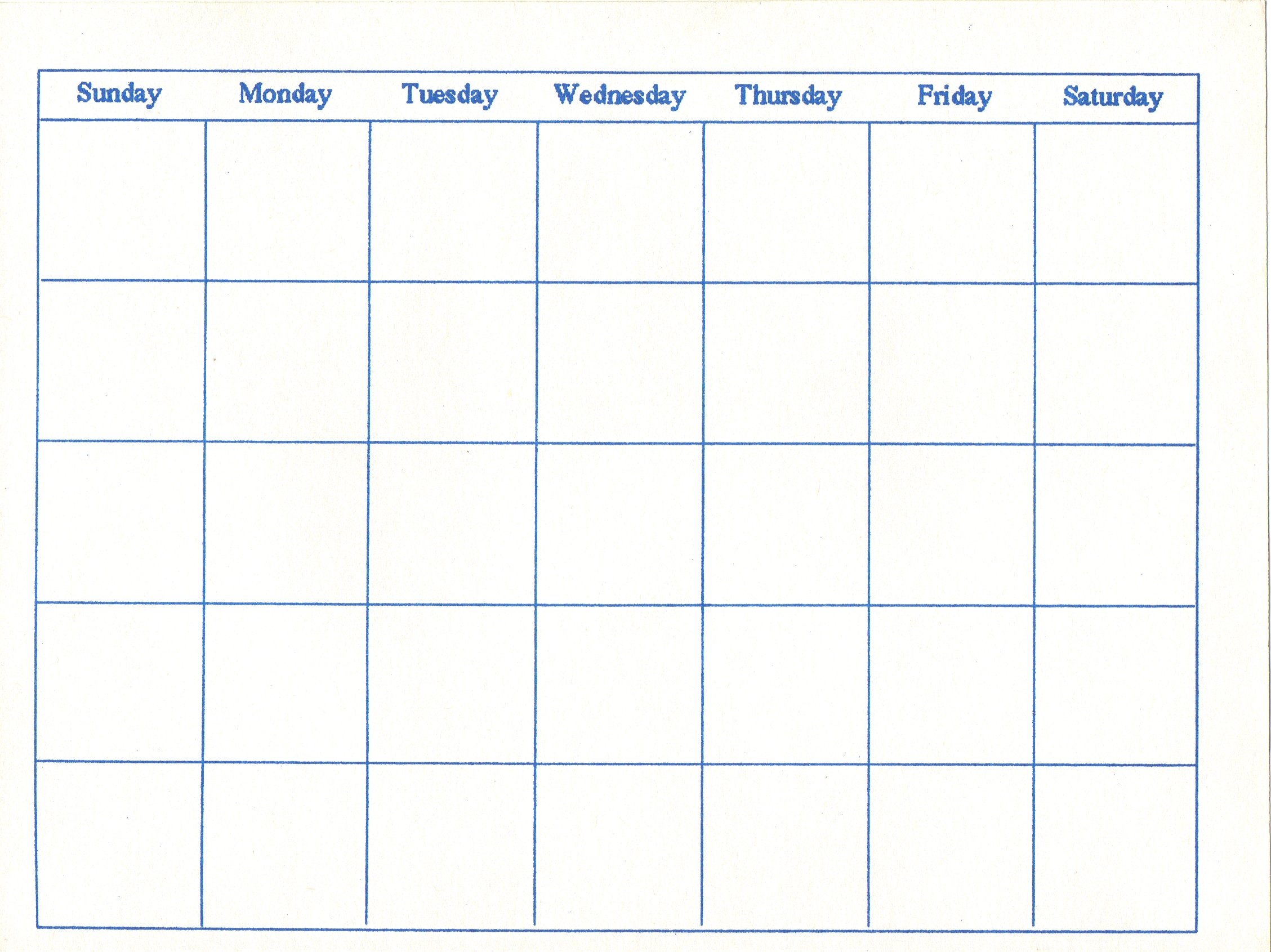 Free Printable Large Blank Calendar