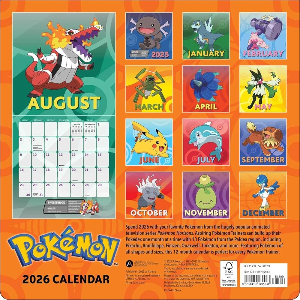 Amazon Pok mon 2026 Wall Calendar 9781419782923 Pok mon Books Amazon Pok mon 2026 Wall Calendar 9781419782923 Pok mon Books