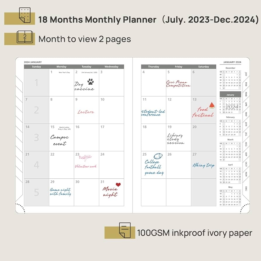 Amazon POPRUN Monthly Planner 2024 2025 6 5 X 8 5 18 Month Calendar Book Jan 2024 Jun 2025 Soft Cover Planner With Monthly Tabs Pocket 100 GSM Paper Green Office Products