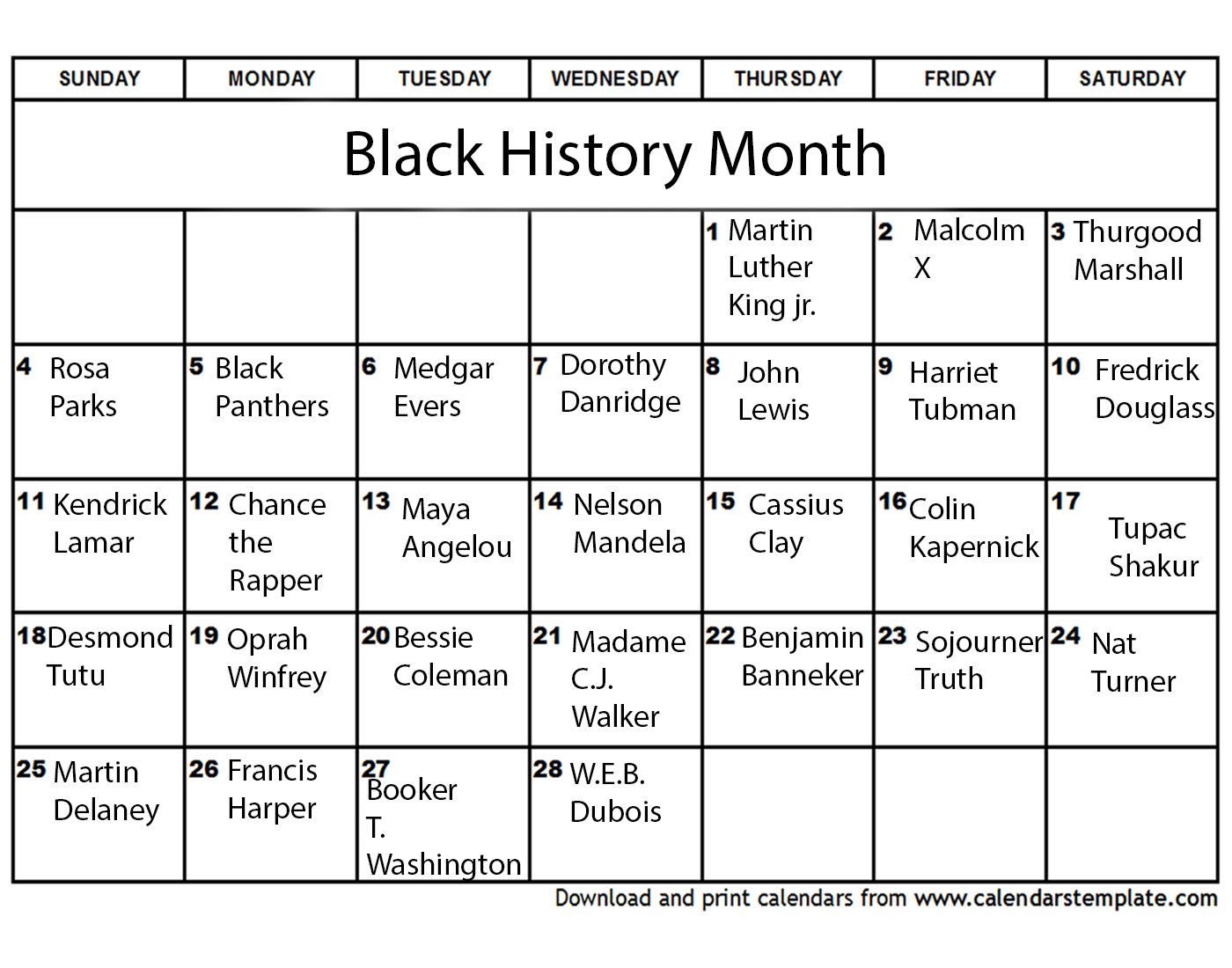 Black History Month Calendar Magnet
