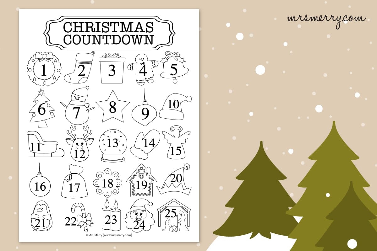 Christmas Countdown Printable Coloring Christmas Calendar Mrs Merry Christmas Countdown Printable Coloring Christmas Calendar Mrs Merry