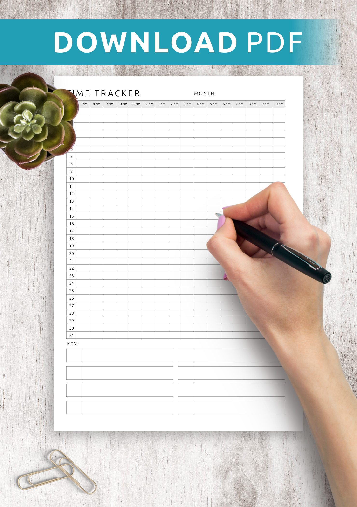 Printable Time Recording Calendar