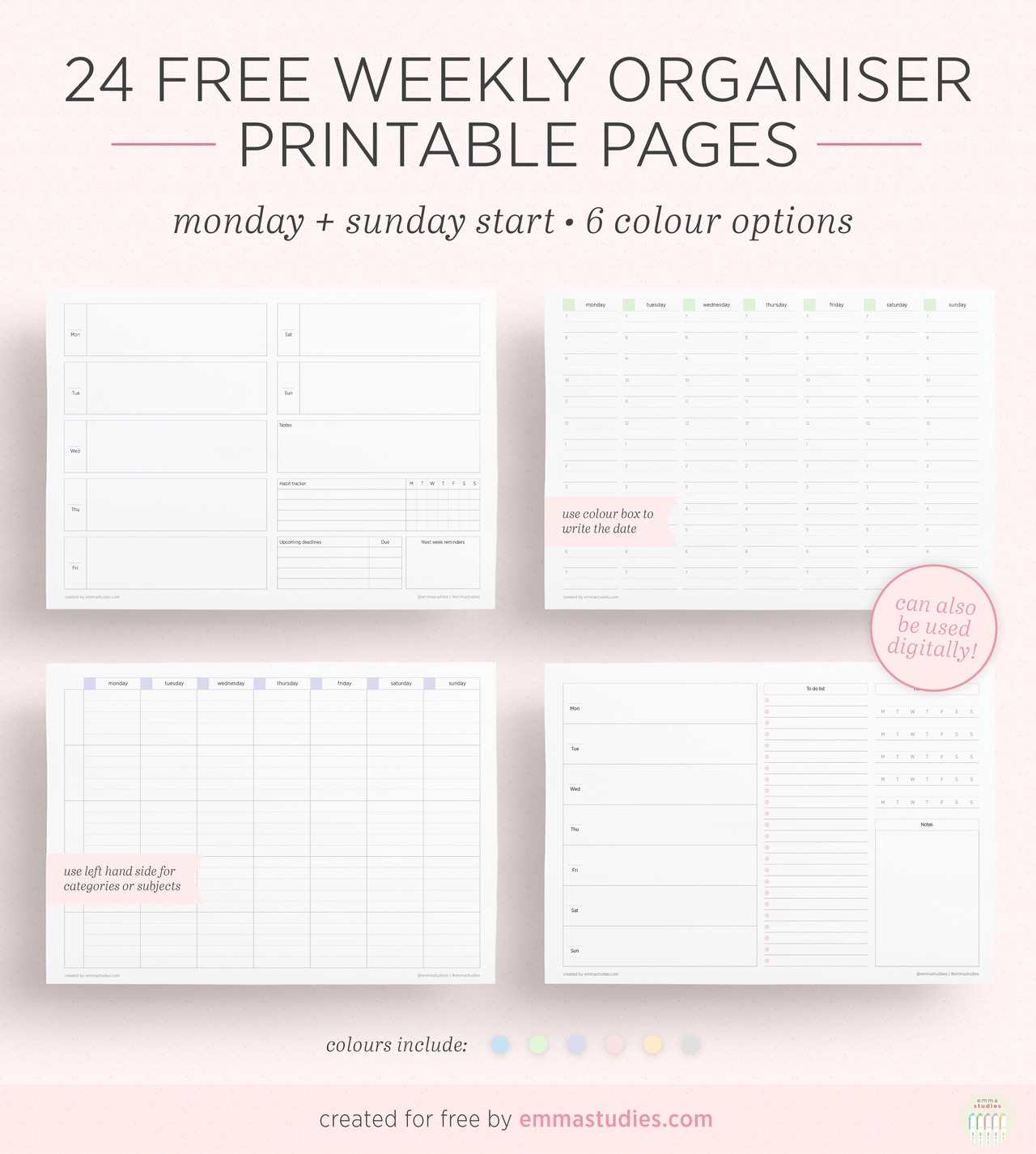 Weekly Calendar Printable Tumblr