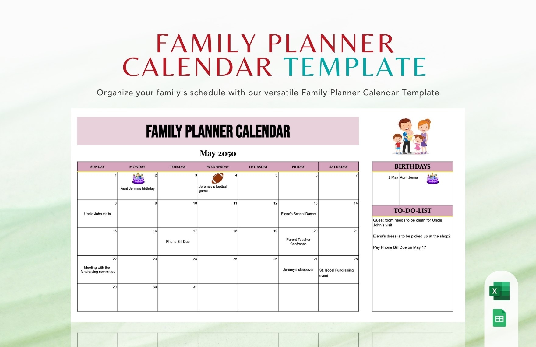 Printable Weekly Family Calendar