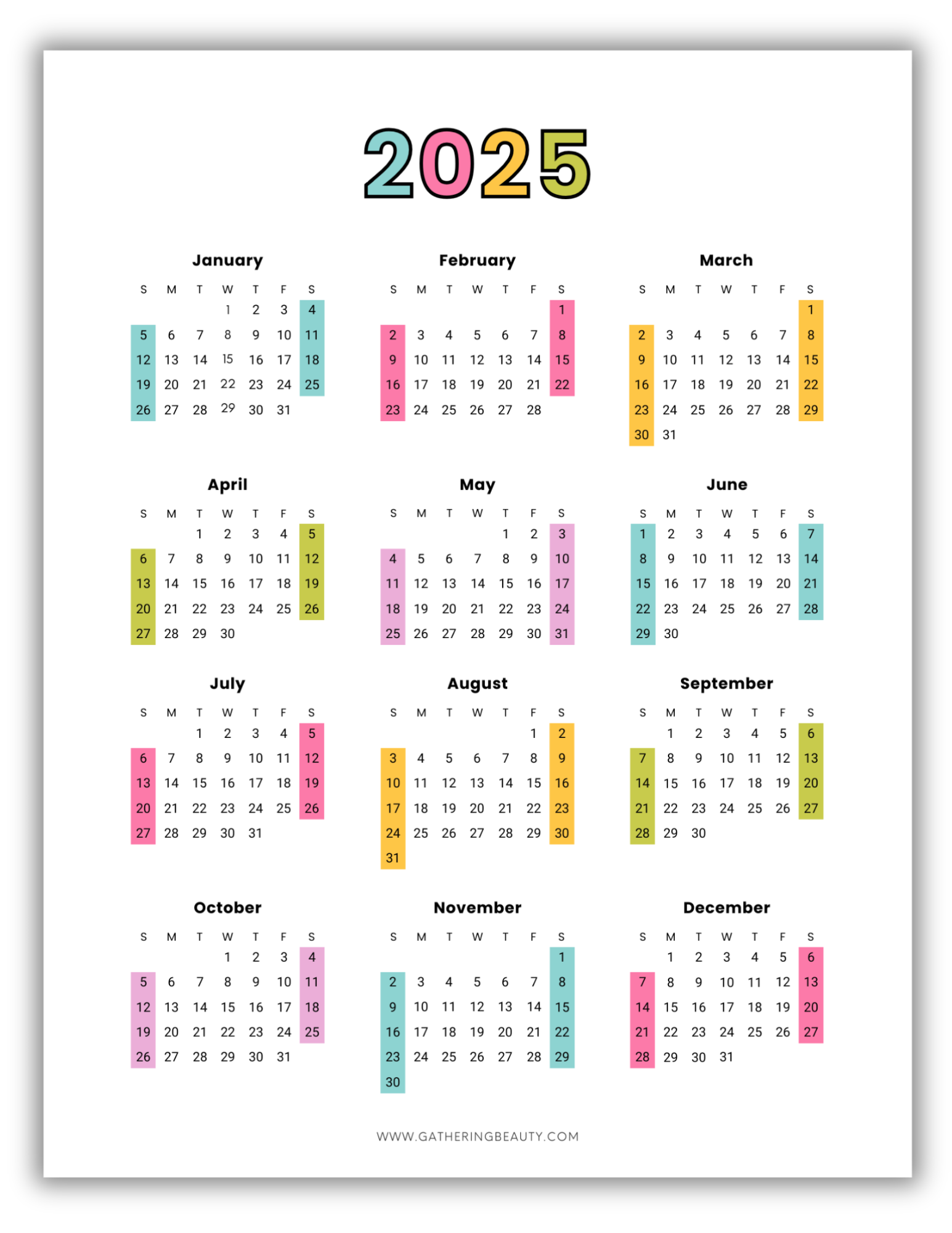 2025 Printable Calendar Icalendar
