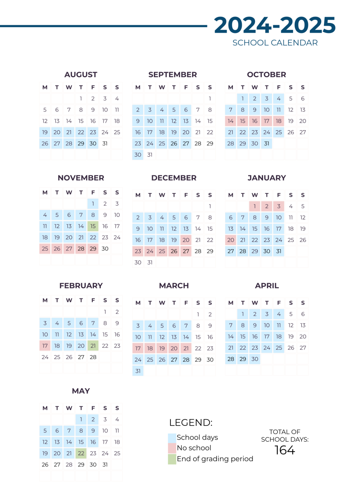 Free 2025 School Calendar Template To Edit Online