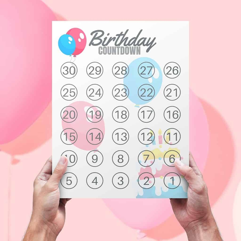 FREE Birthday Countdown Calendar Printable FREE Birthday Countdown Calendar Printable