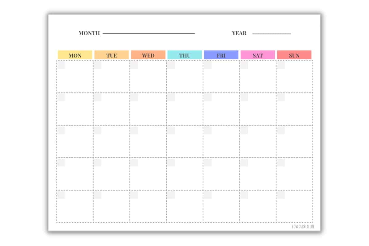 FREE Blank Undated Monthly Calendar Printable Template Love Our Real Life FREE Blank Undated Monthly Calendar Printable Template Love Our Real Life