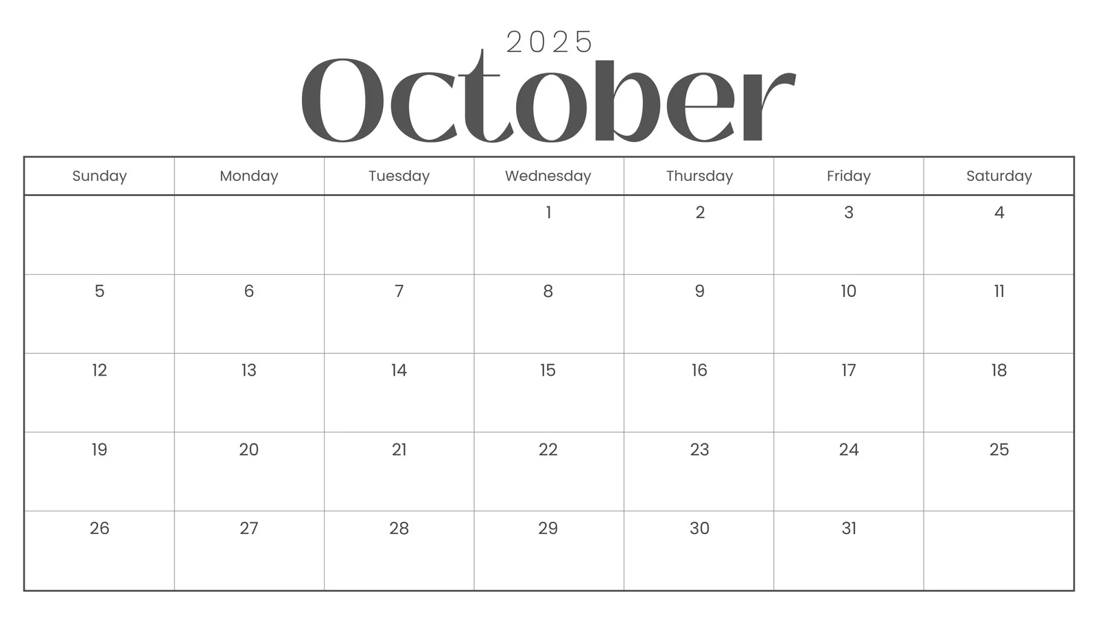 Free October 2025 Calendar Templates To Customize Canva