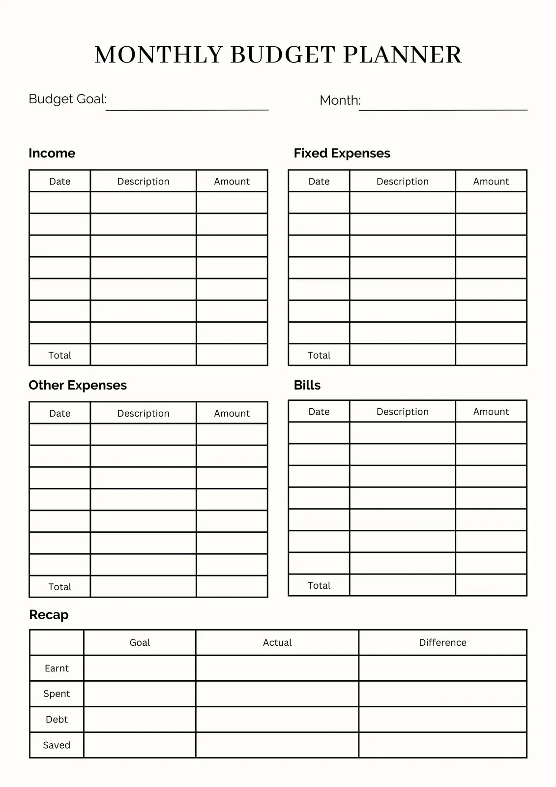Free Personalized Monthly Planner Templates To Print Canva