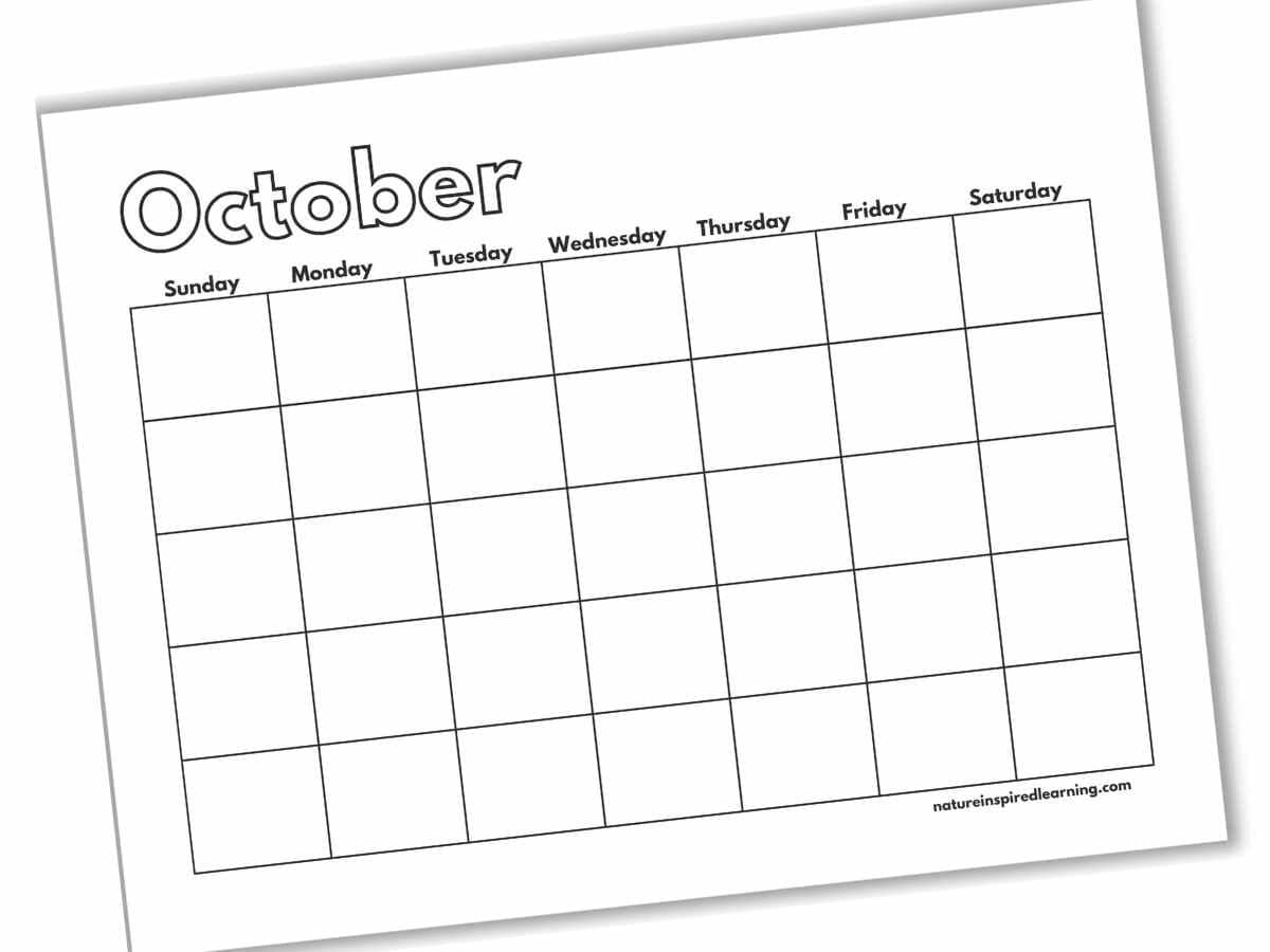 Printable Blank October Calendar