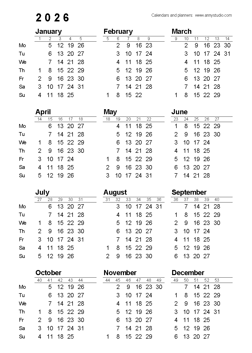 2025 Printable Calendar Year