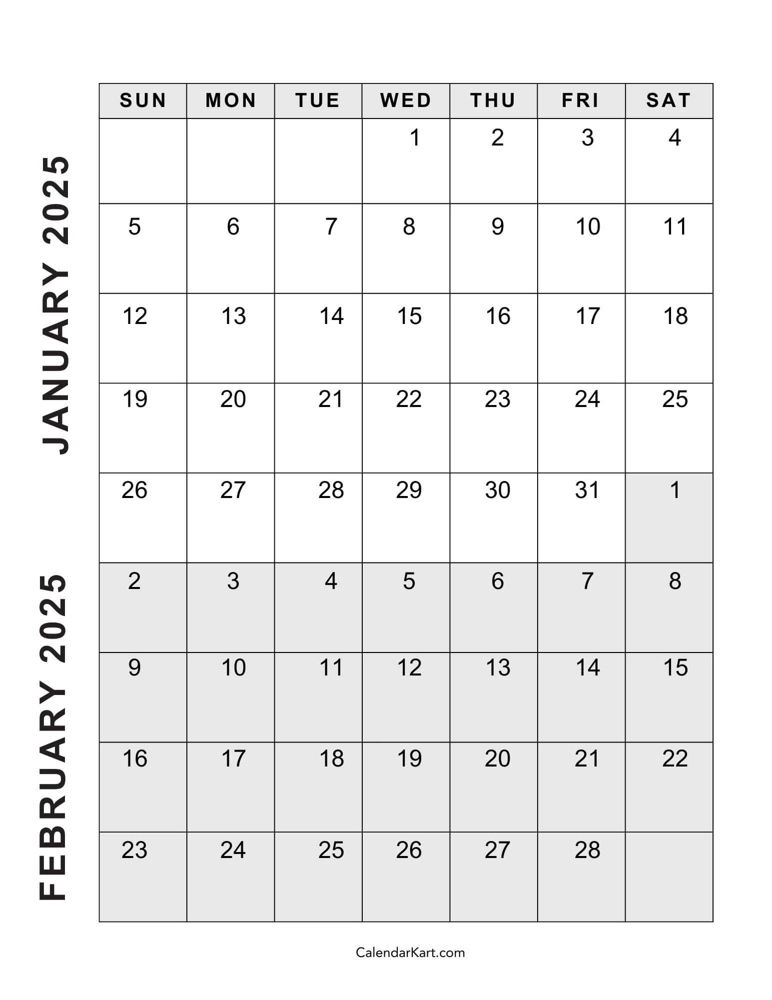 February Calendar Free Printable