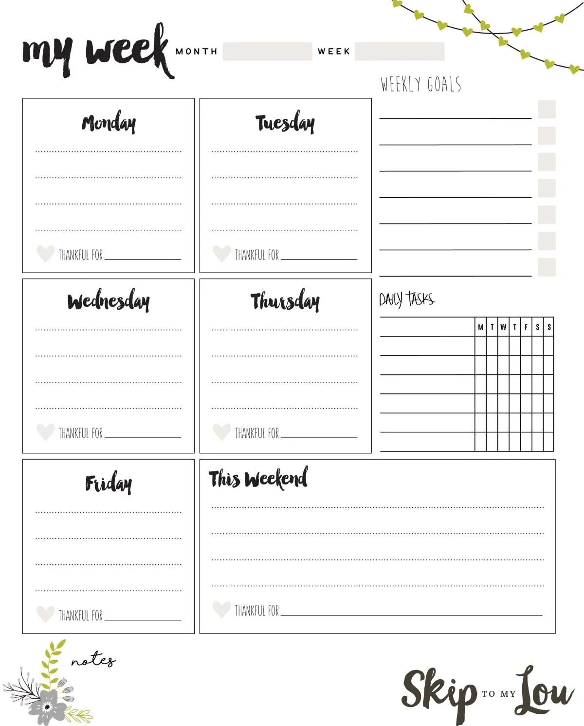 free printable weekly planner skip to my lou