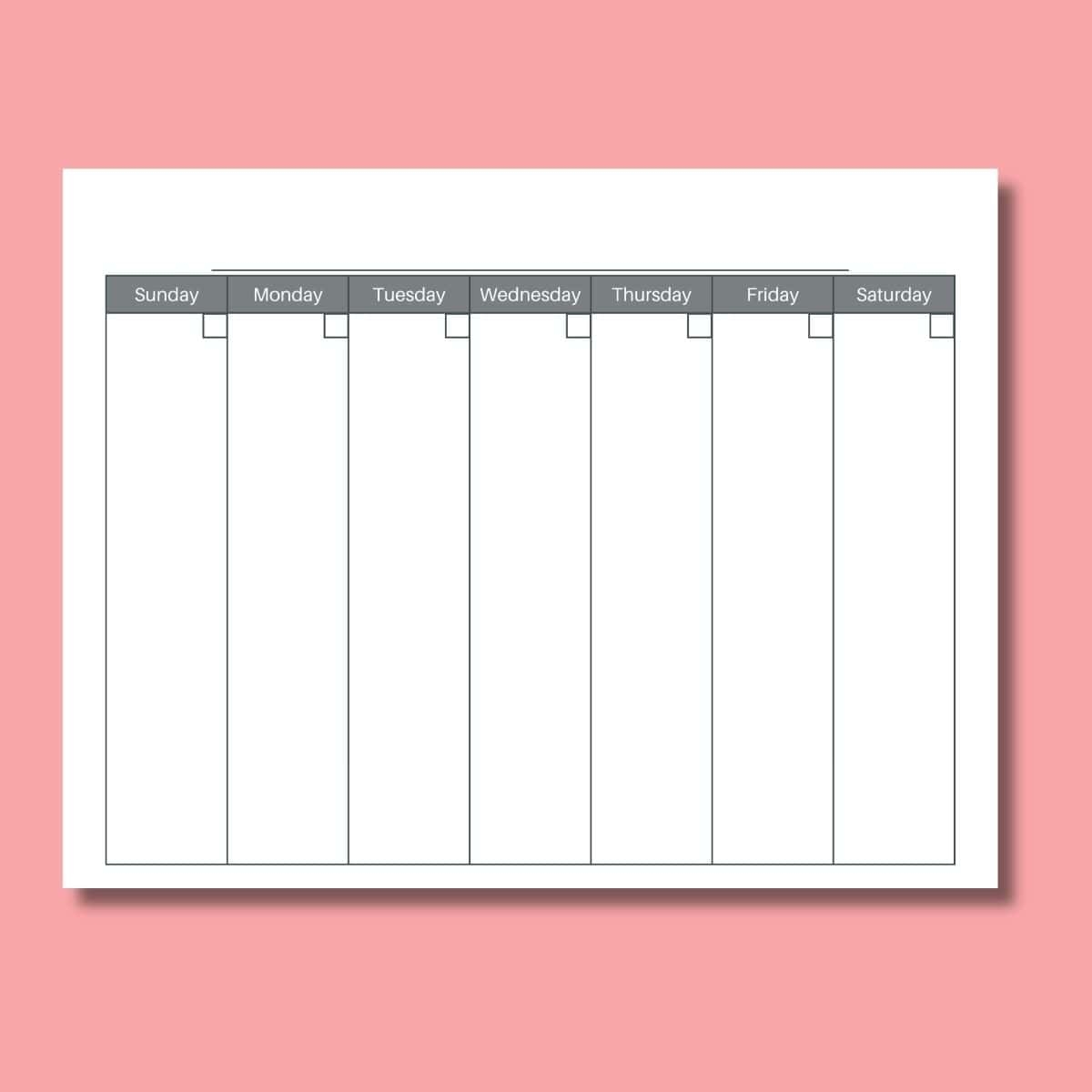 Free Versatile 1 Week Blank Calendar Printable