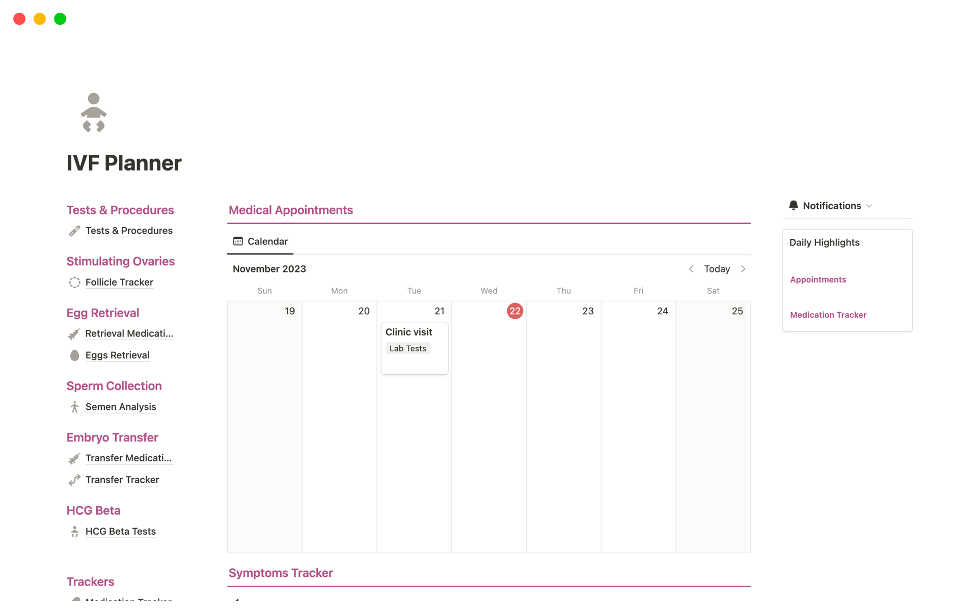 IVF Planner Template Notion Marketplace