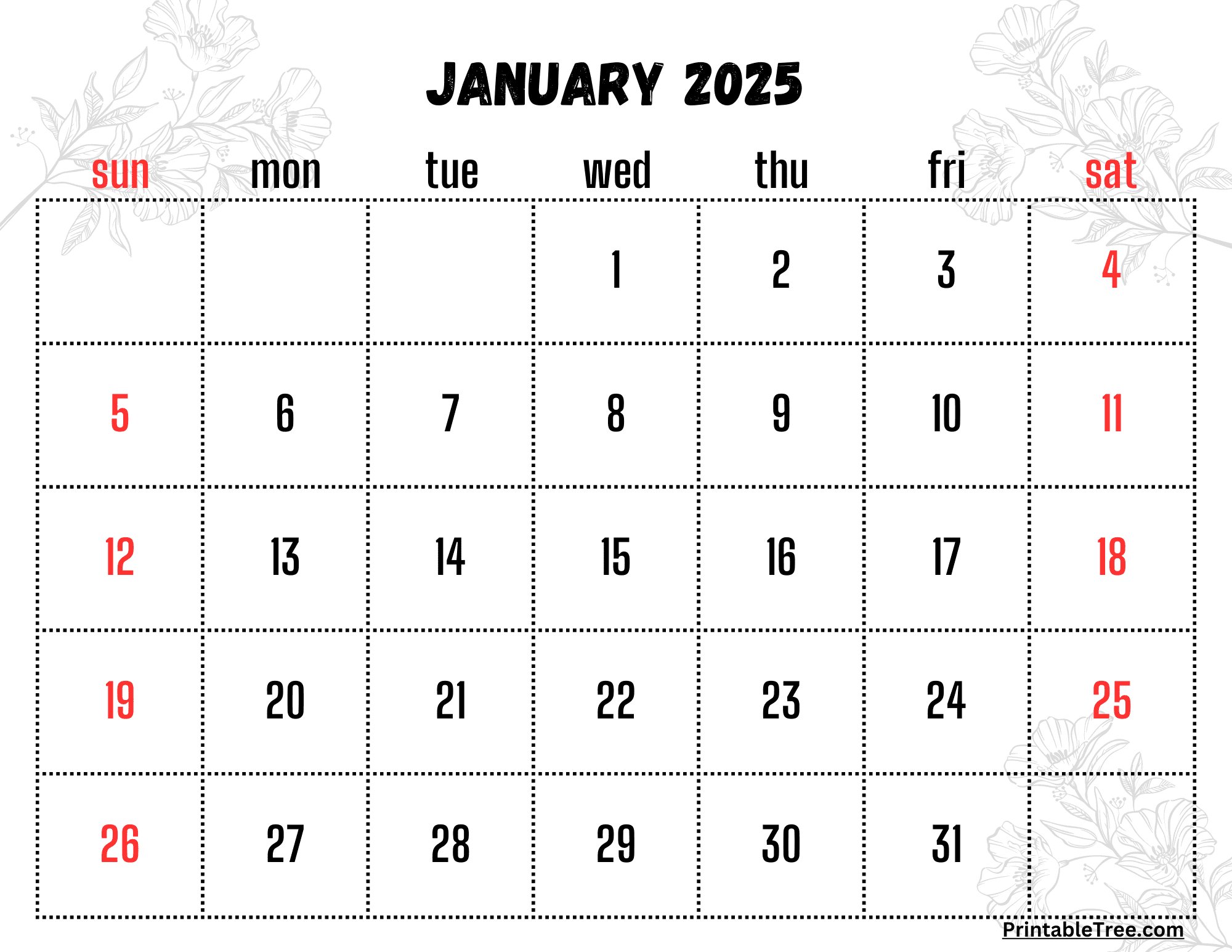 Free 2025 Calendar Printable Pdf