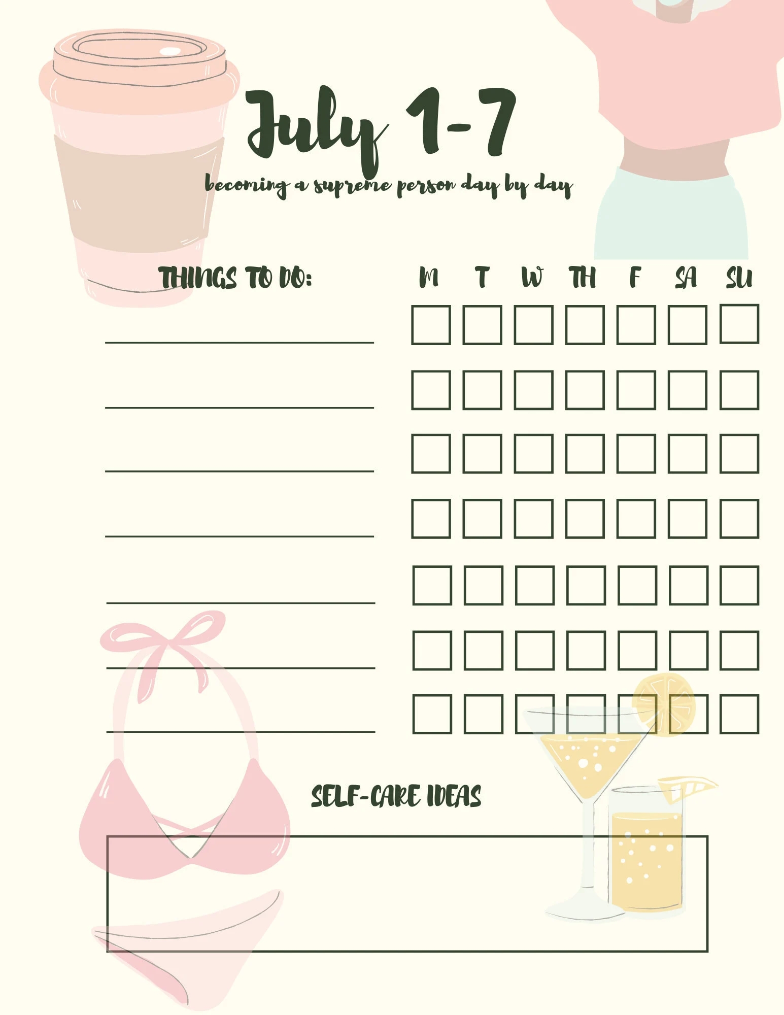 July 1 29 Weekly Planner Scheduler For Girls And Women Daily Activities Chores Day By Day Etsy