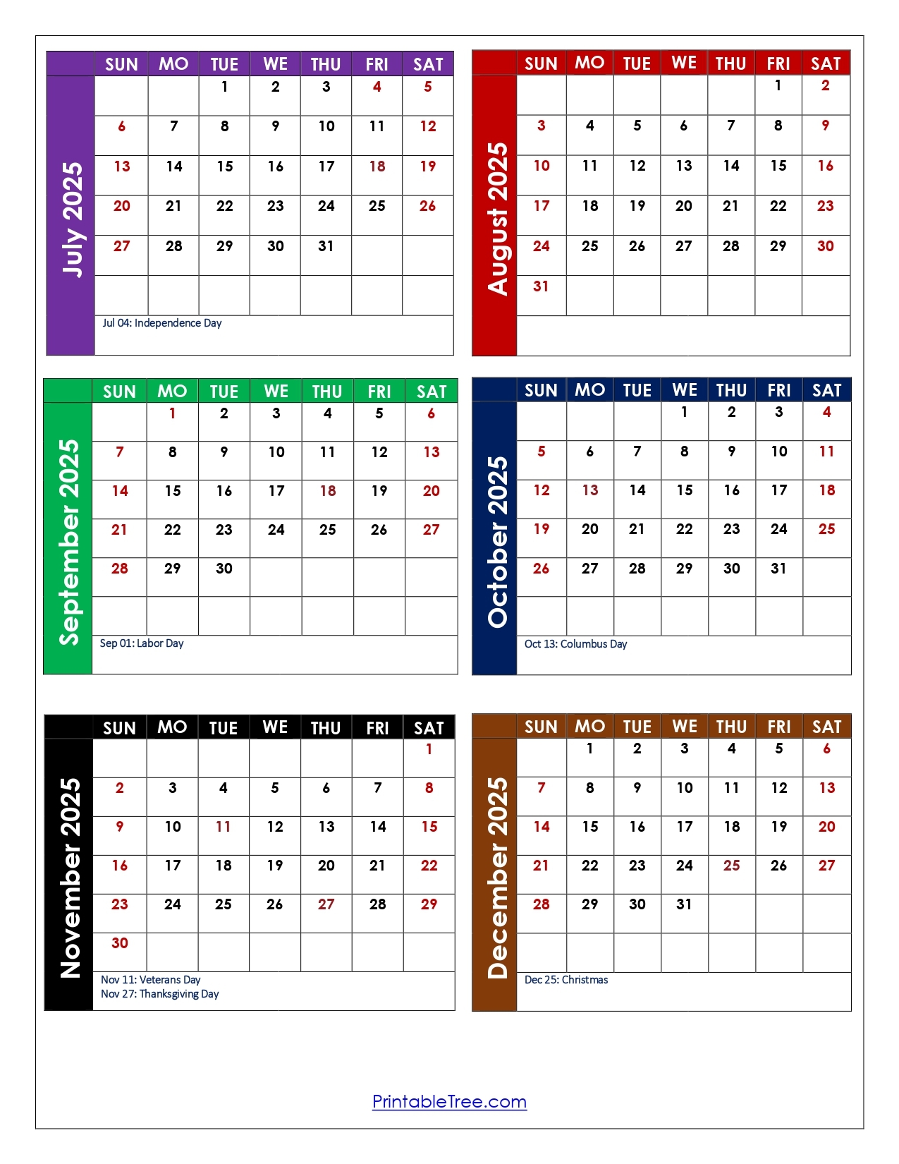 Printable Calendar 2025 December