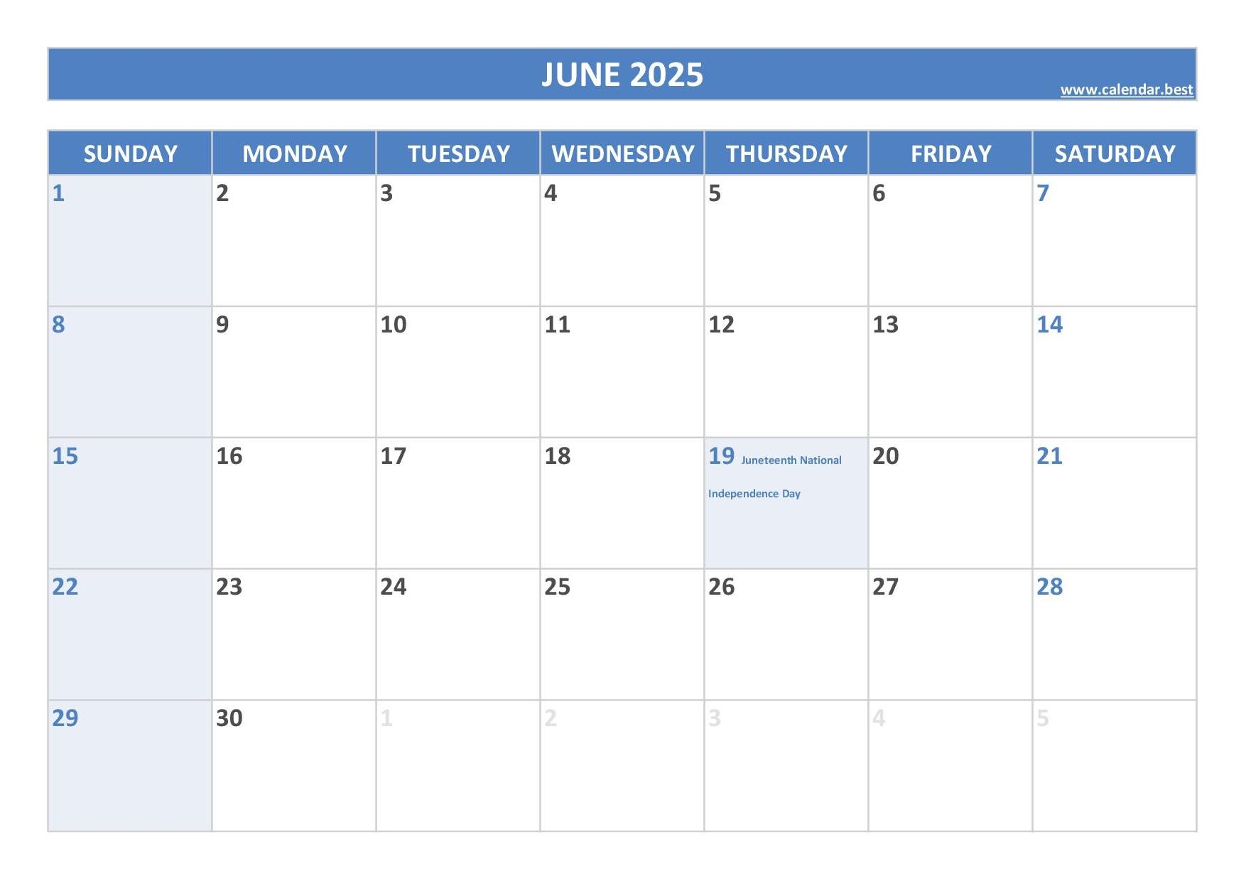 June 2025 Calendar Calendar best