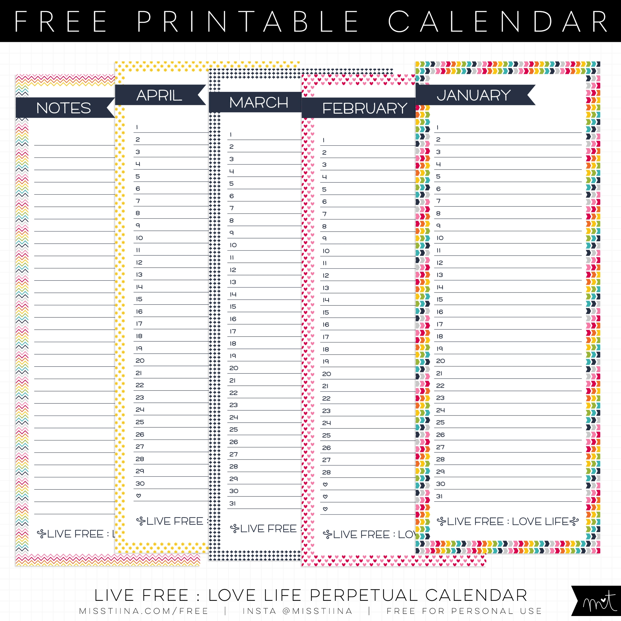 Perpetual Calendar Printable