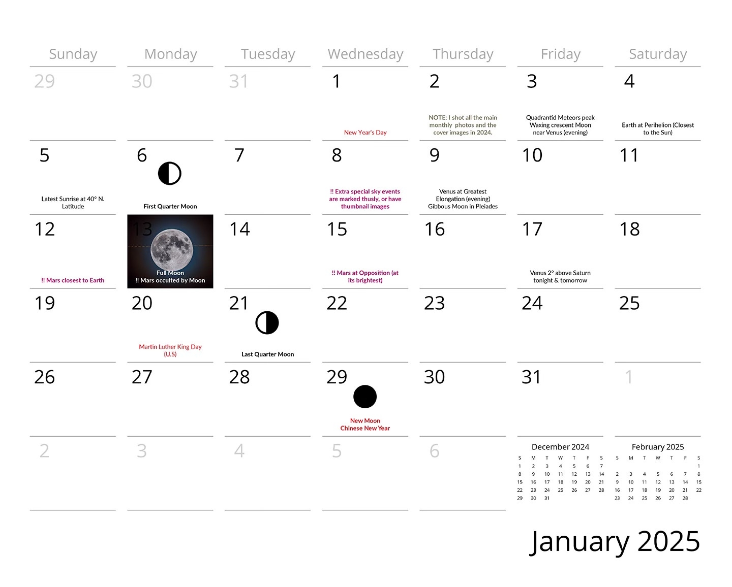Printable Astronomy Calendar 2025