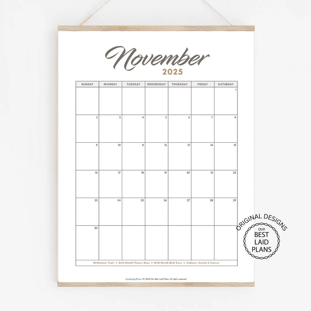 november 2025 calendar printable pdf november 2025 page november 2025 boho november calendar 2025 cute calendar nov cal digital download etsy