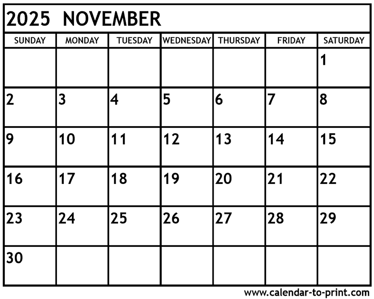 November December 2025 Calendar Printable