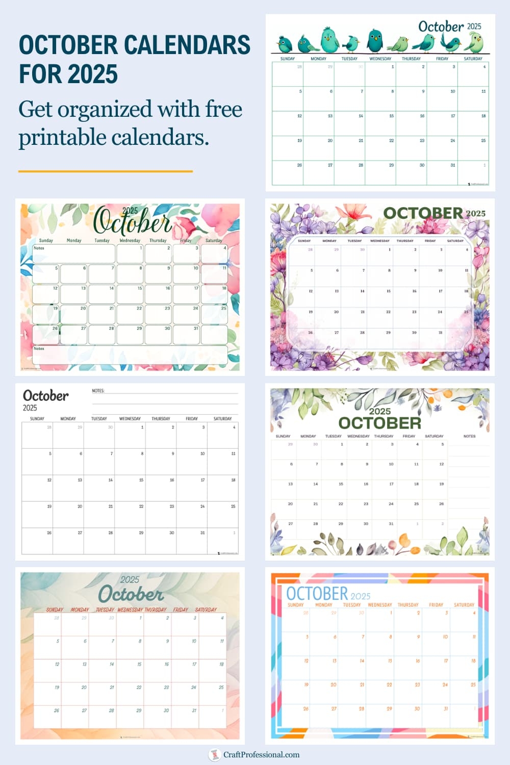 Free Pretty Printable October 2025 Calendar