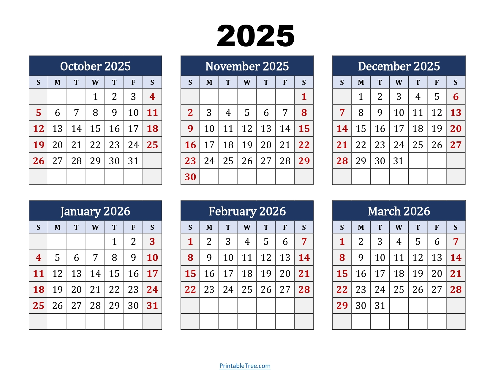 Oct 25 Calendar Printable