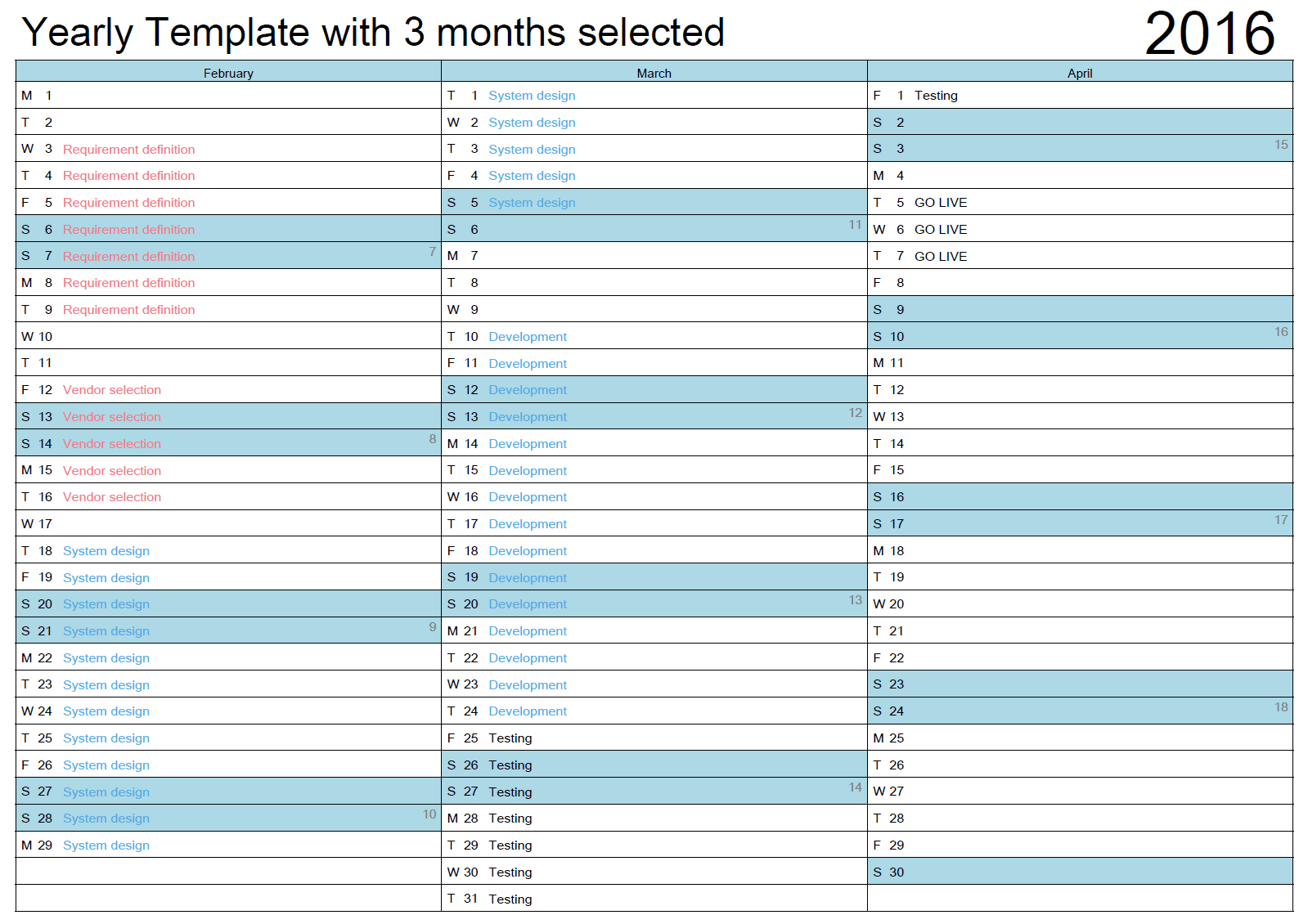Multi Month Calendar Printable