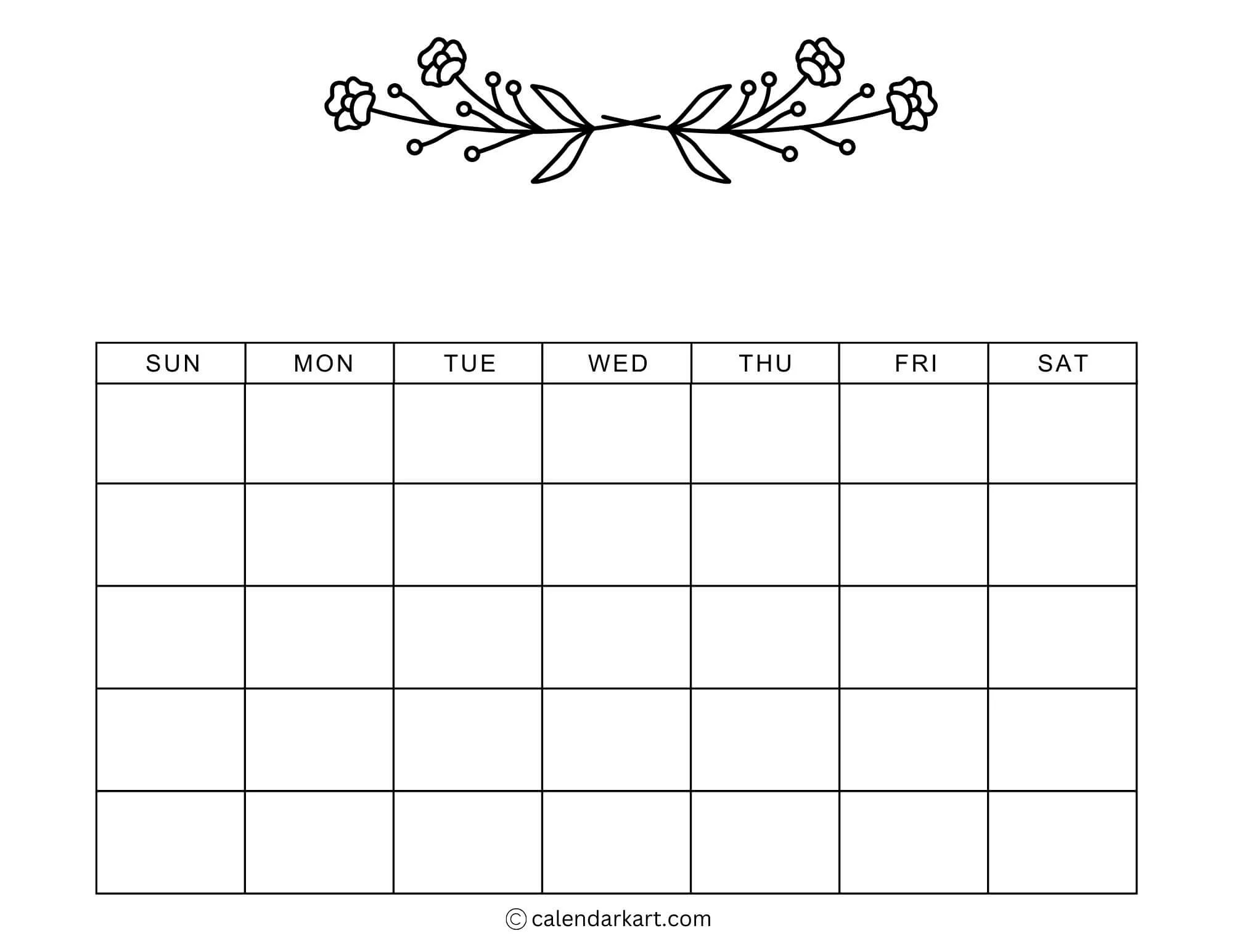 Free Printable Monthly Calendar No Download