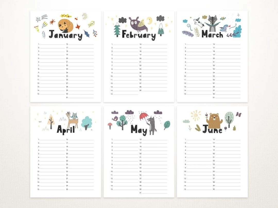 Printable Perpetual Birthday Calendar Forest Theme Perpetual Calendar Printable Gift Kids Calendar Instant Download Etsy UK
