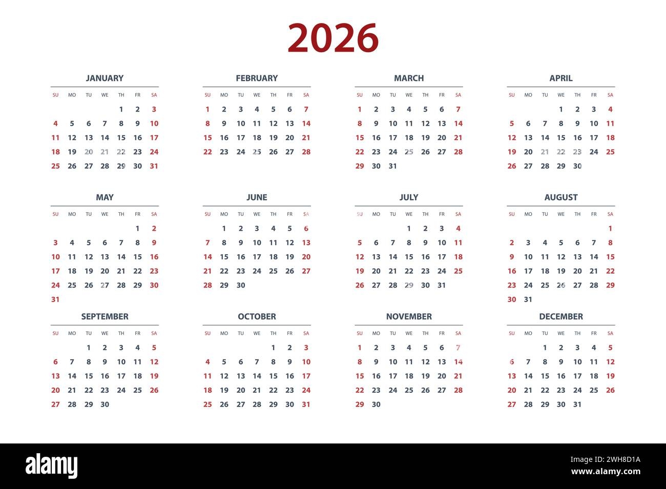 2026 Calendar Printable