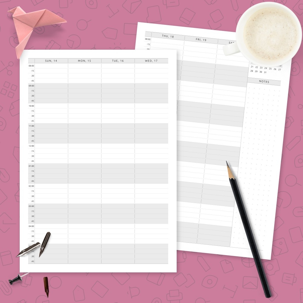 Quarter hour Appointment Calendar Template Template Printable PDF