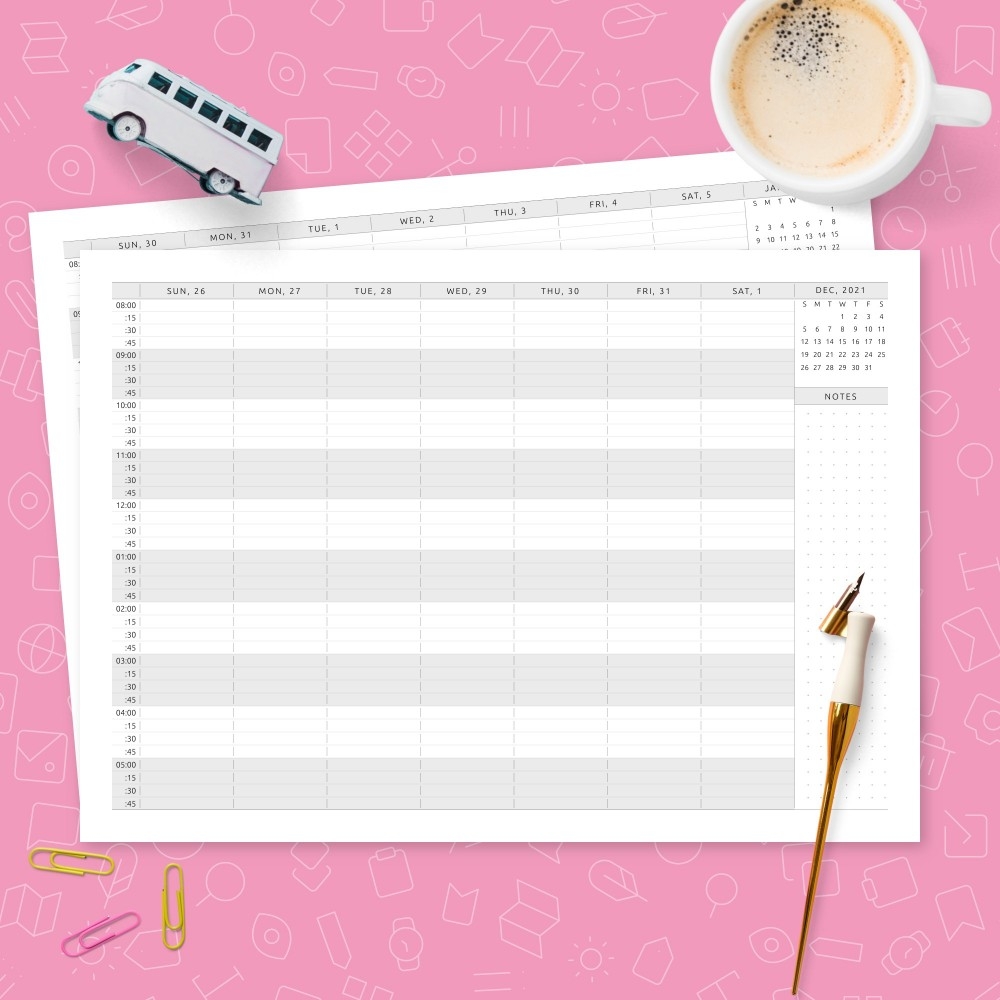 25 Hour Calendar Printable Free