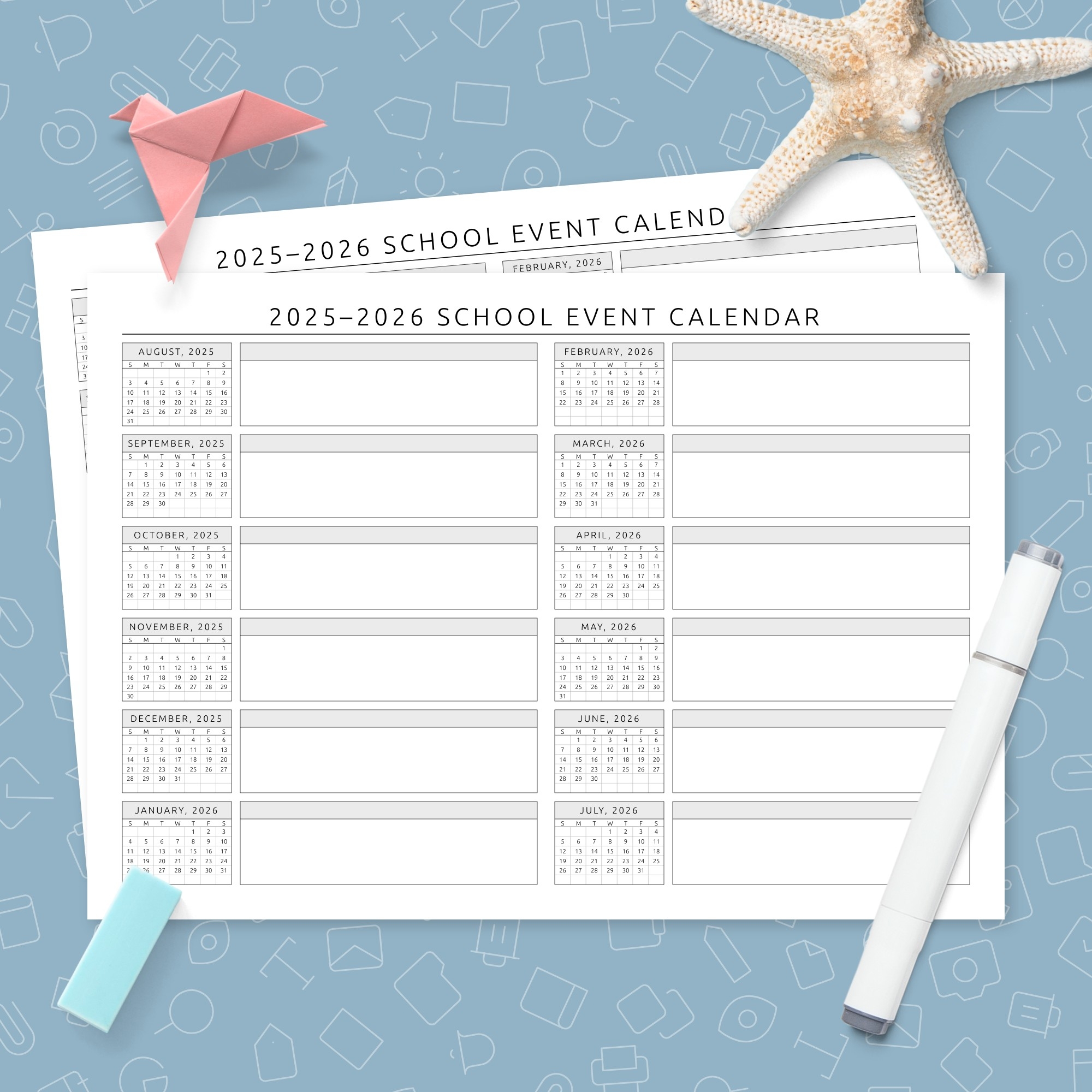 Printable Event Calendar Template