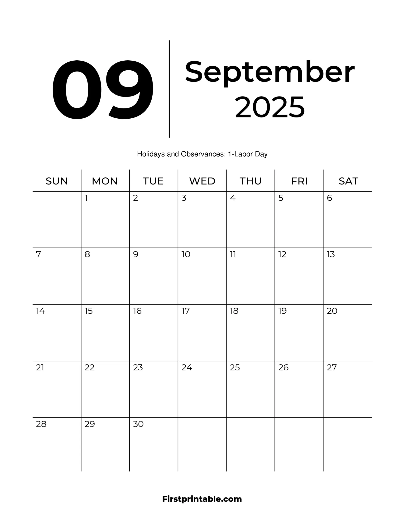 September 2025 Calendars Free Printable Fillable September 2025 Calendars Free Printable Fillable