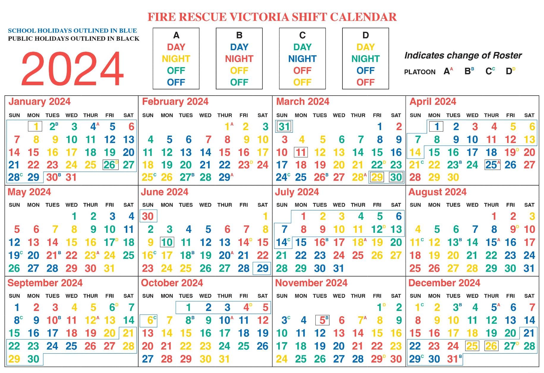 2025 Shift Calendar Printable